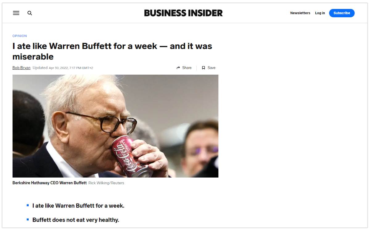 dieta de Warren Buffet
